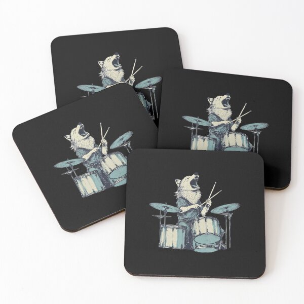 Item preview, Cute Wolf Playing Drums Wolves Drummer Music designed and sold by scottsurswab.