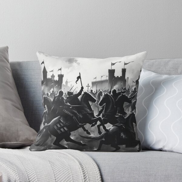 Item preview, Medieval Knights Charging Castle Silhouette - Epic Fantasy Warrior Art Black and White designed and sold by EllDAV777.
