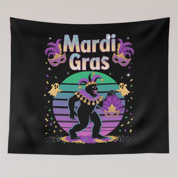 Item preview, Mardi Gras Bigfoot Funny designed and sold by CruelShadesSt.