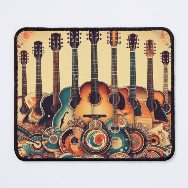 Item preview, Rock Music Guitar Pillow, Vintage Acoustic , vinyl record, 1960 1970 Band Star Lover Collector Musical Instrument designed and sold by TheTimeTaxi.
