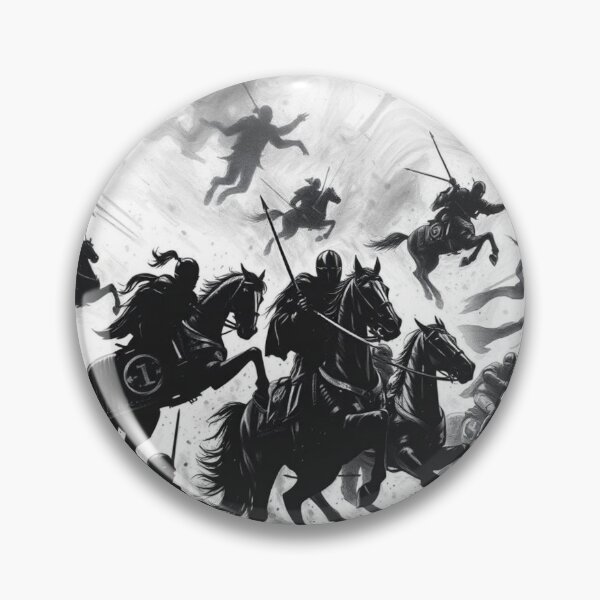 Item preview, Mongol Warriors Charge Silhouette Art - Genghis Khan Mongolian Horse Archer Black Ink Illustration designed and sold by EllDAV777.