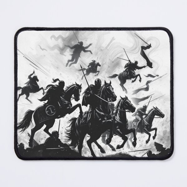 Item preview, Mongol Warriors Charge Silhouette Art - Genghis Khan Mongolian Horse Archer Black Ink Illustration designed and sold by EllDAV777.