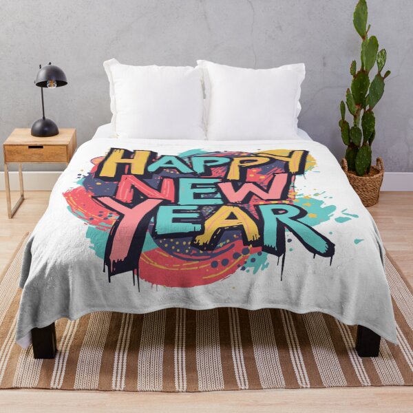 Item preview, Happy New Year Colorful Typography Art designed and sold by DavidTeeStudio.