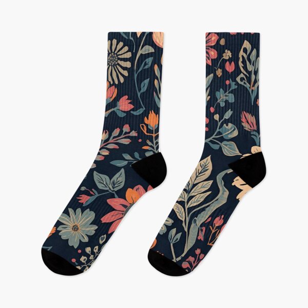 Item preview, Vibrant Orange and Navy Blue Floral Pattern designed and sold by LakLuxe studio .