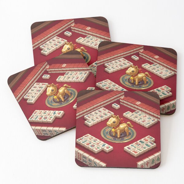 Item preview, Lucky Golden Pony on Mahjong Table designed and sold by rabbitlin.