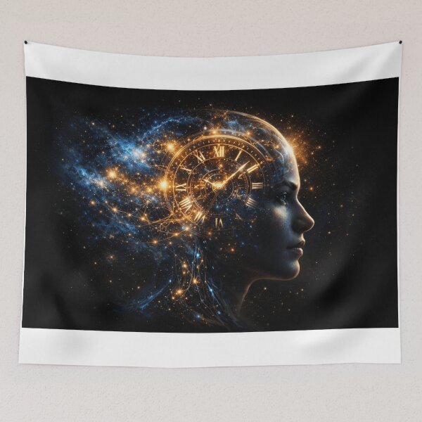Item preview, Cosmic time Intelligence – Futuristic Human Brain Galaxy Metal Wall Art designed and sold by RevieusaR.