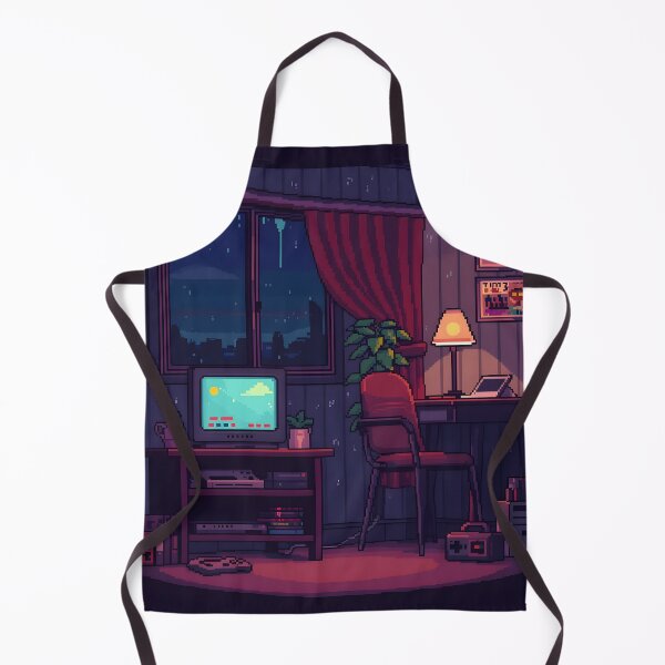 Artikelvorschau, Gemütliches Pixel-Art-Gaming-Zimmer bei Nacht mit Retro-Röhrenfernseher entworfen und verkauft von ThePixelArchive.