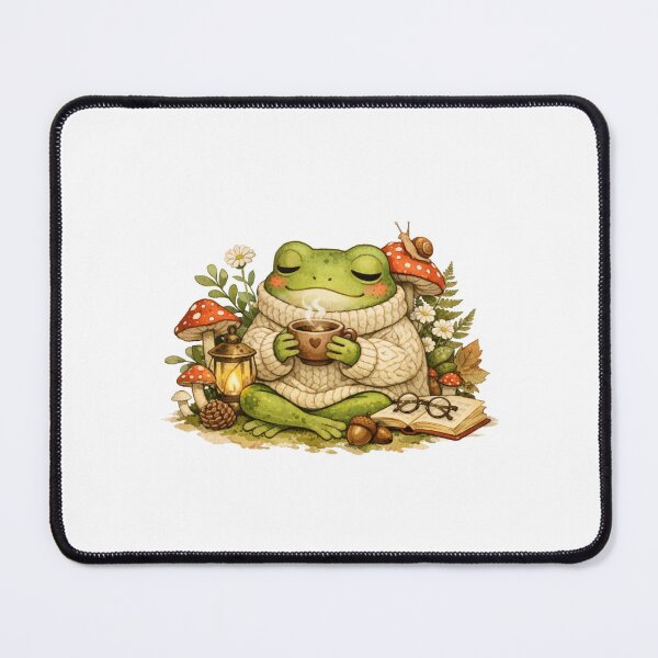 Item preview, Cozy Frog With Tea and Mushrooms designed and sold by PopPizzazz.