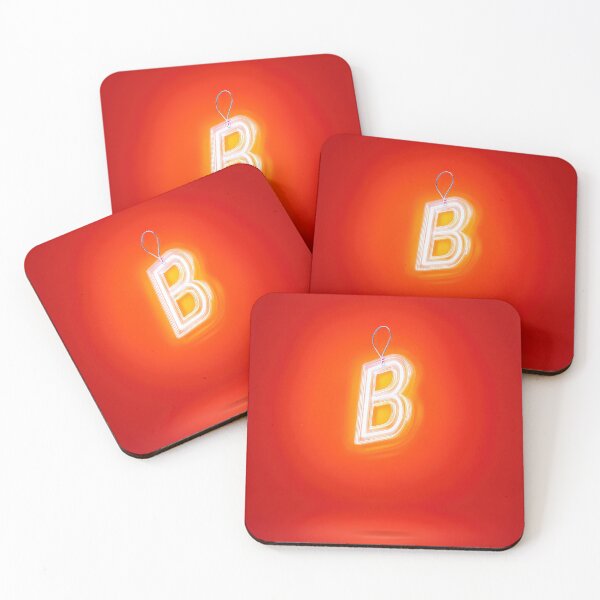 Item preview, Glowing Neon Letter B on Red Background – Modern Luminous Typography Art designed and sold by Grafititee.