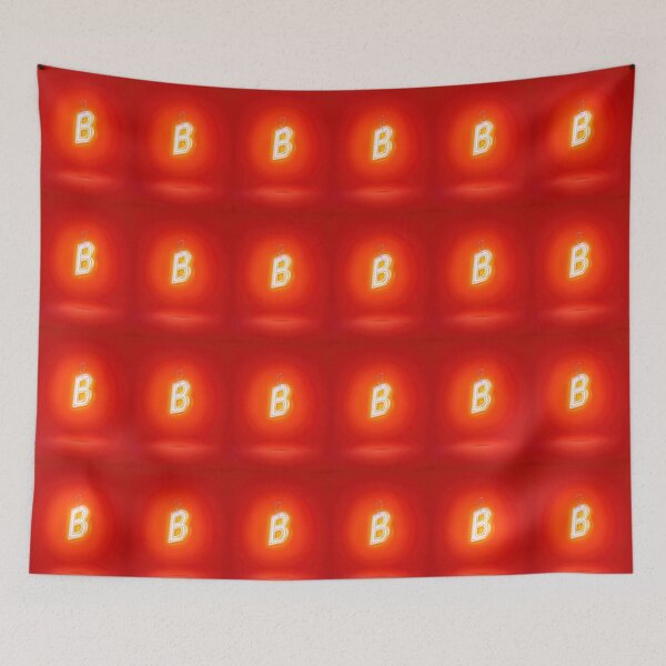 Item preview, Glowing Neon Letter B on Red Background – Modern Luminous Typography Art designed and sold by Grafititee.