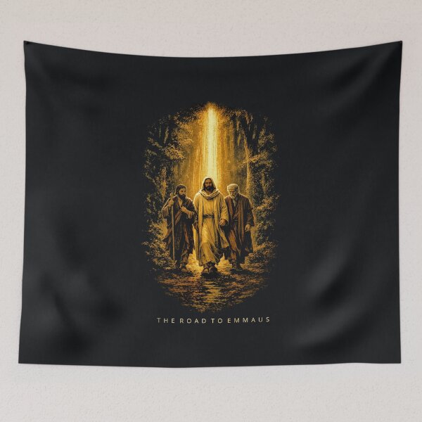 Item preview, The Road to Emmaus — Golden Light of Christ (Luxury Faith Tee) designed and sold by Sanctum Icons.