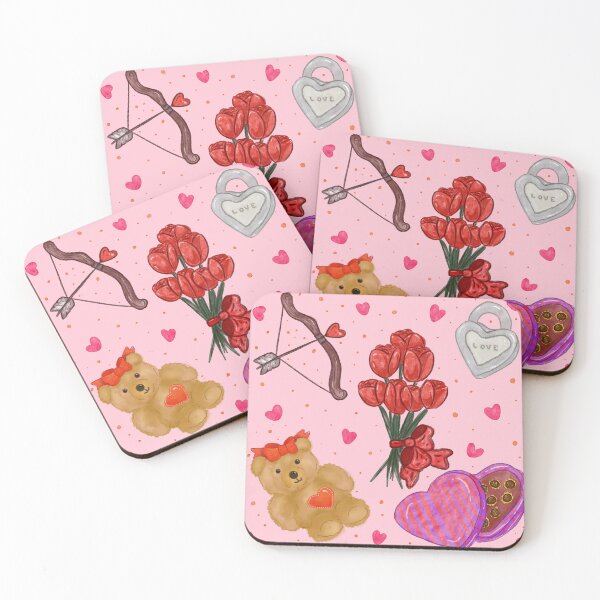 Item preview, Valentine's Day Seamless Pattern | Cute Love Illustration | Romantic Pink Hearts Teddy Bear Floral pattern designed and sold by alanamaeart.
