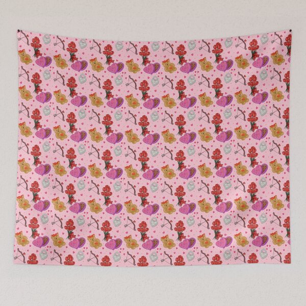 Item preview, Valentine's Day Seamless Pattern | Cute Love Illustration | Romantic Pink Hearts Teddy Bear Floral pattern designed and sold by alanamaeart.