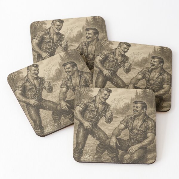 Item preview, 1940s Summer Fun Gay Tom of Finland Tribute Lumberjack Bears Graphic Design designed and sold by ItsAKinkThing.