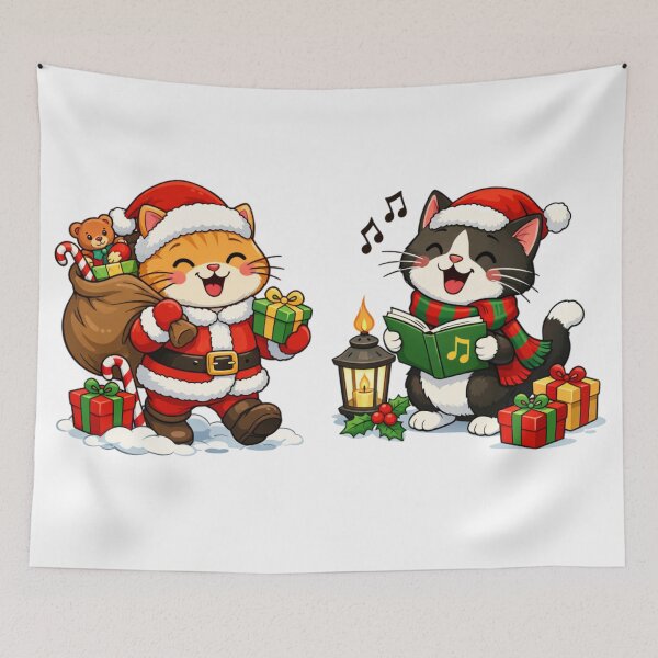 Item preview, Meowy Christmas Santa Cat Carolers designed and sold by Iuqiune.