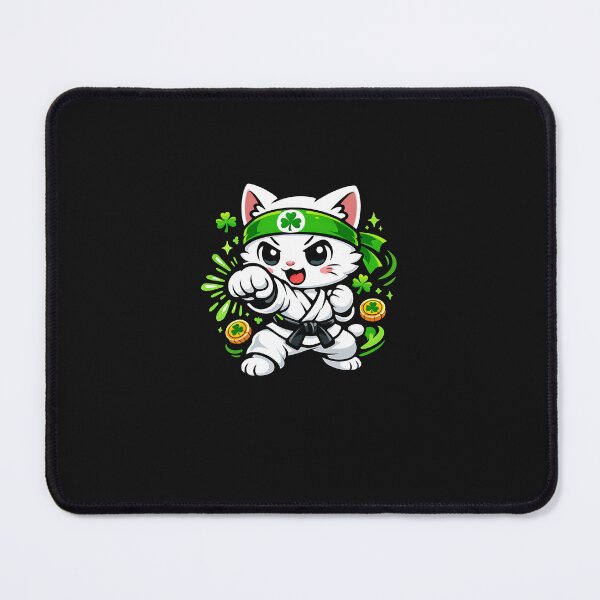 Item preview, Lucky Japanese Karate Cat Shamrock – Kawaii St Patrick’s Day Cat designed and sold by SWEET-TINAPAY.