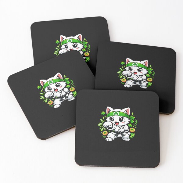 Item preview, Lucky Japanese Karate Cat Shamrock – Kawaii St Patrick’s Day Cat designed and sold by SWEET-TINAPAY.