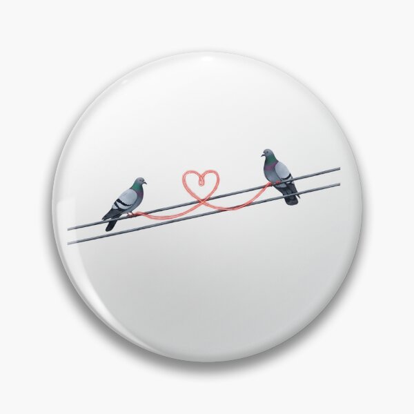 Item preview, Love Birds on a Wire - Romantic Pigeons with Glowing Heart Connection designed and sold by Latikshop.