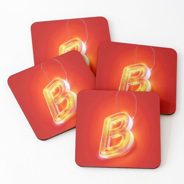 Item preview, Glowing Neon Letter B on Red Background – Modern Luminous Typography Art designed and sold by Grafititee.