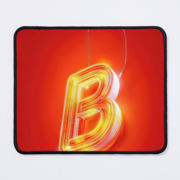Item preview, Glowing Neon Letter B on Red Background – Modern Luminous Typography Art designed and sold by Grafititee.