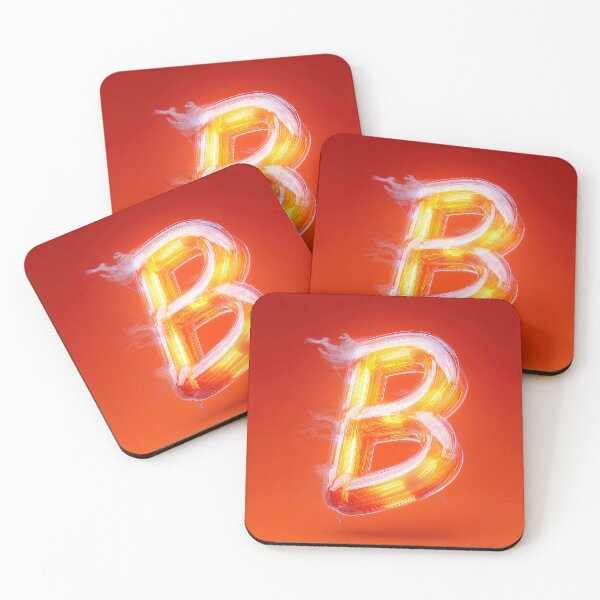 Item preview, Glowing Neon Letter B on Red Background – Modern Luminous Typography Art designed and sold by Grafititee.