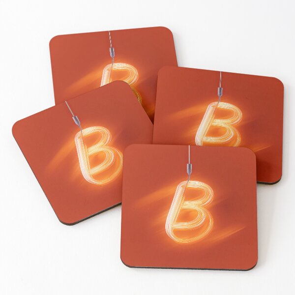 Item preview, Glowing Neon Letter B on Red Background – Modern Luminous Typography Art designed and sold by Grafititee.