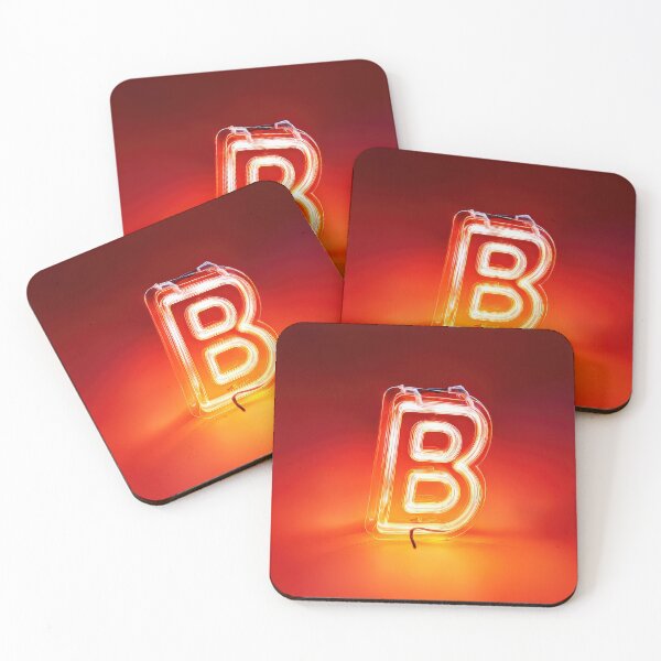 Item preview, Glowing Neon Letter B on Red Background – Modern Luminous Typography Art designed and sold by Grafititee.