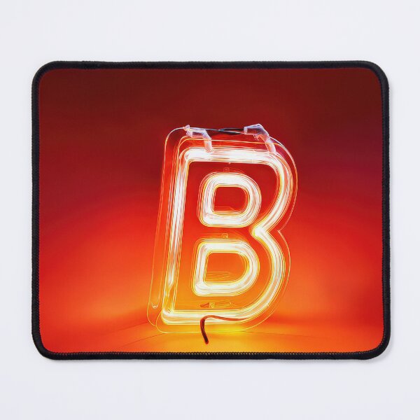 Item preview, Glowing Neon Letter B on Red Background – Modern Luminous Typography Art designed and sold by Grafititee.