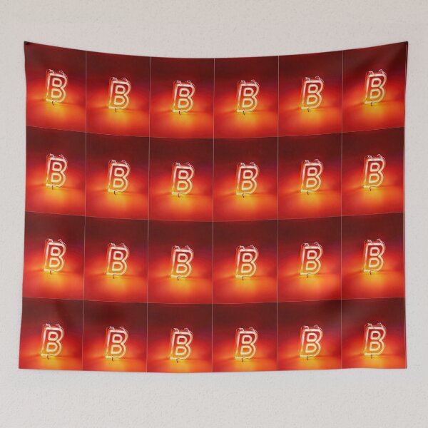 Item preview, Glowing Neon Letter B on Red Background – Modern Luminous Typography Art designed and sold by Grafititee.
