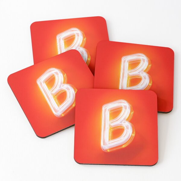 Item preview, Glowing Neon Letter B on Red Background – Modern Luminous Typography Art designed and sold by Grafititee.