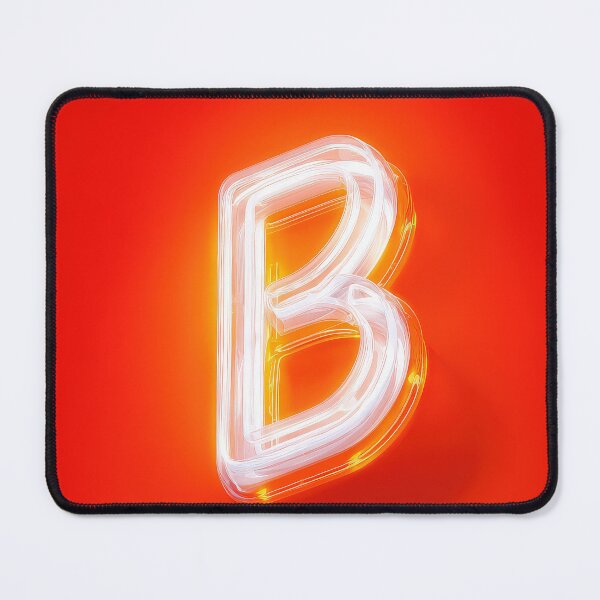Item preview, Glowing Neon Letter B on Red Background – Modern Luminous Typography Art designed and sold by Grafititee.