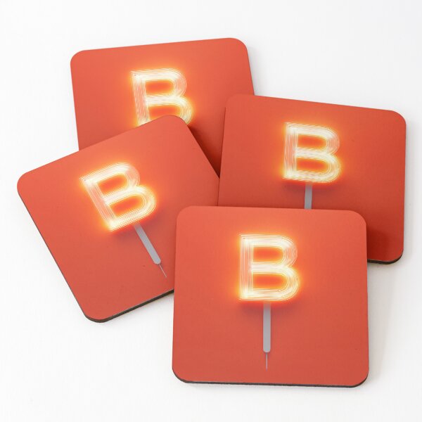 Item preview, Glowing Neon Letter B on Red Background – Modern Luminous Typography Art designed and sold by Grafititee.