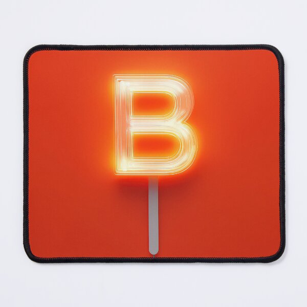 Item preview, Glowing Neon Letter B on Red Background – Modern Luminous Typography Art designed and sold by Grafititee.