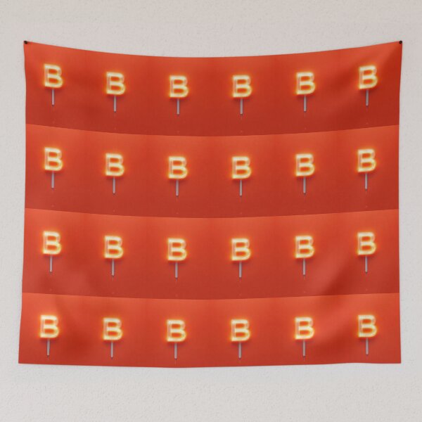 Item preview, Glowing Neon Letter B on Red Background – Modern Luminous Typography Art designed and sold by Grafititee.