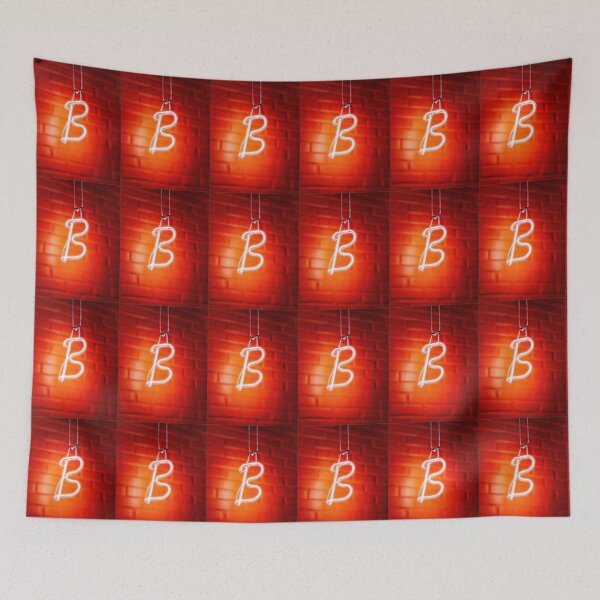Item preview, Glowing Neon Letter B on Red Background – Modern Luminous Typography Art designed and sold by Grafititee.