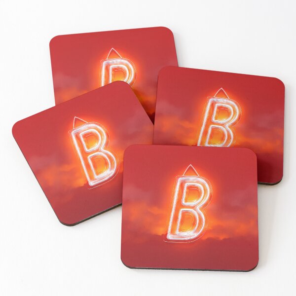 Item preview, Glowing Neon Letter B on Red Background – Modern Luminous Typography Art designed and sold by Grafititee.