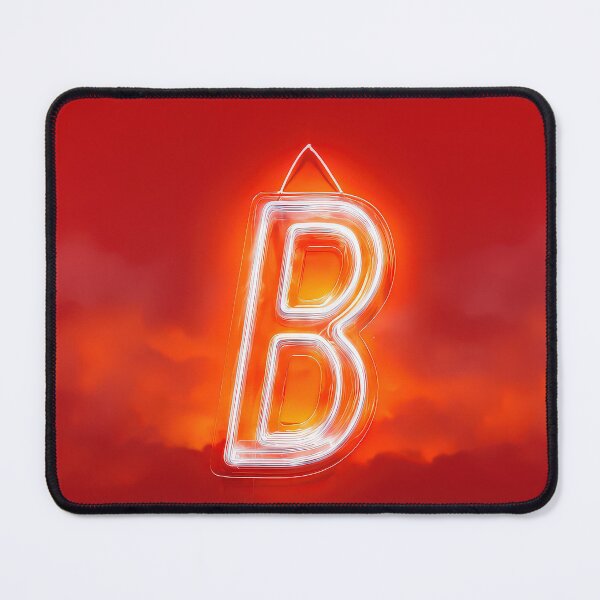 Item preview, Glowing Neon Letter B on Red Background – Modern Luminous Typography Art designed and sold by Grafititee.