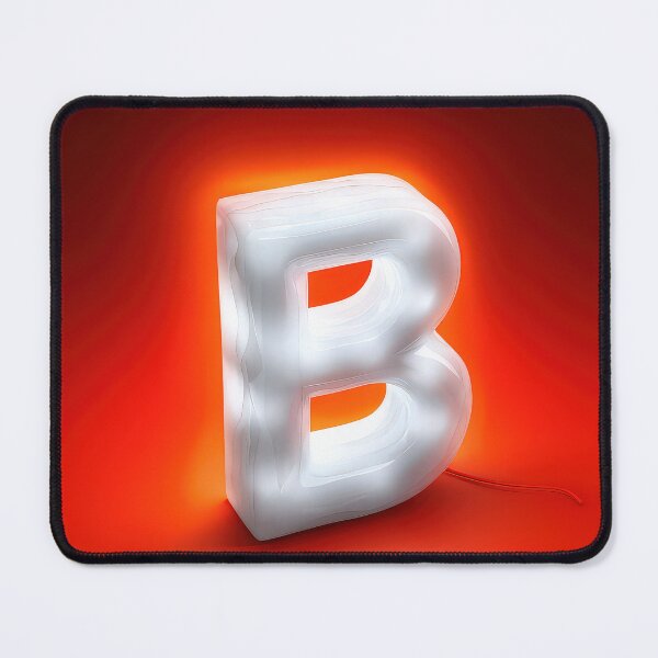 Item preview, Glowing Neon Letter B on Red Background – Modern Luminous Typography Art designed and sold by Grafititee.