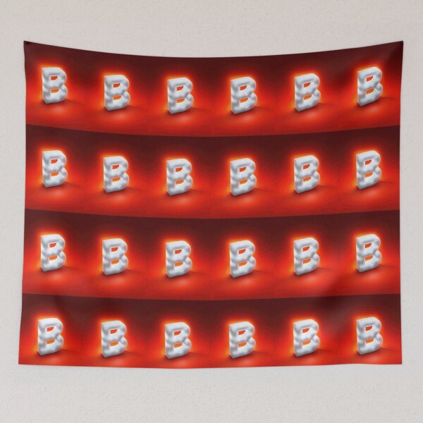 Item preview, Glowing Neon Letter B on Red Background – Modern Luminous Typography Art designed and sold by Grafititee.