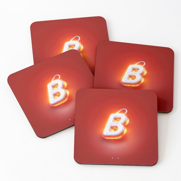 Item preview, Glowing Neon Letter B on Red Background – Modern Luminous Typography Art designed and sold by Grafititee.