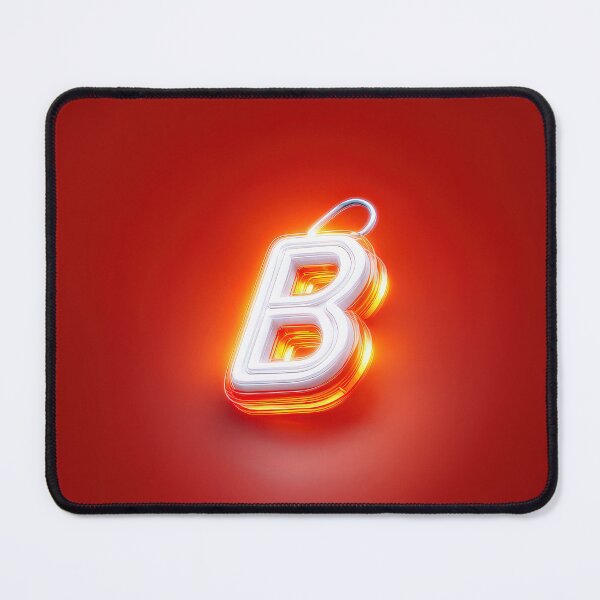 Item preview, Glowing Neon Letter B on Red Background – Modern Luminous Typography Art designed and sold by Grafititee.