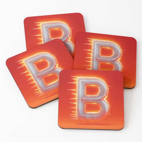 Item preview, Glowing Neon Letter B on Red Background – Modern Luminous Typography Art designed and sold by Grafititee.