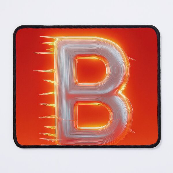 Item preview, Glowing Neon Letter B on Red Background – Modern Luminous Typography Art designed and sold by Grafititee.
