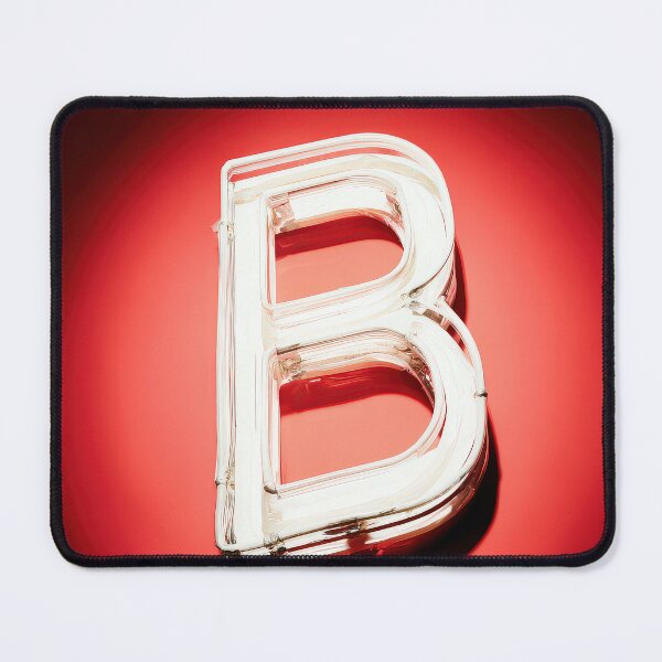 Item preview, Glowing Neon Letter B on Red Background – Modern Luminous Typography Art designed and sold by Grafititee.