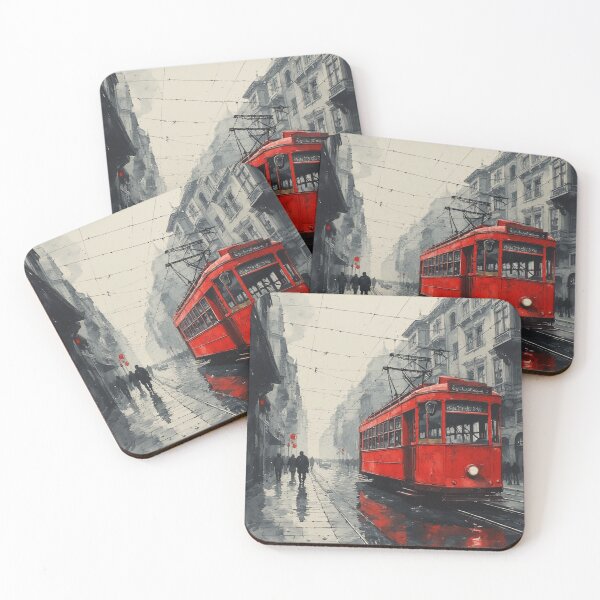 Item preview, Istanbul Nostalgia - Red Tram Monochrome Art designed and sold by DreamyArtStudio70.