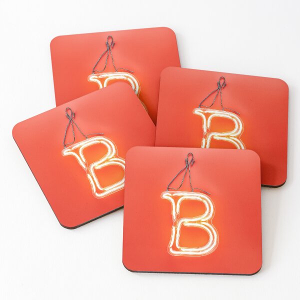 Item preview, Glowing Neon Letter B on Red Background – Modern Luminous Typography Art designed and sold by Grafititee.