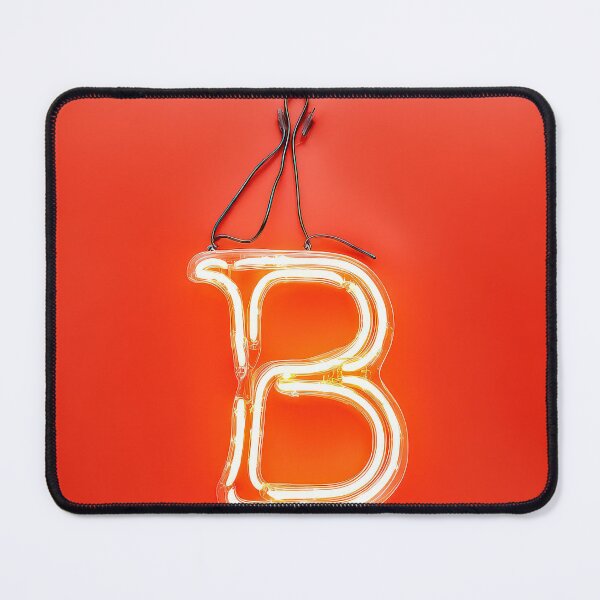 Item preview, Glowing Neon Letter B on Red Background – Modern Luminous Typography Art designed and sold by Grafititee.