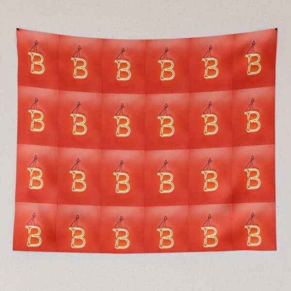 Item preview, Glowing Neon Letter B on Red Background – Modern Luminous Typography Art designed and sold by Grafititee.