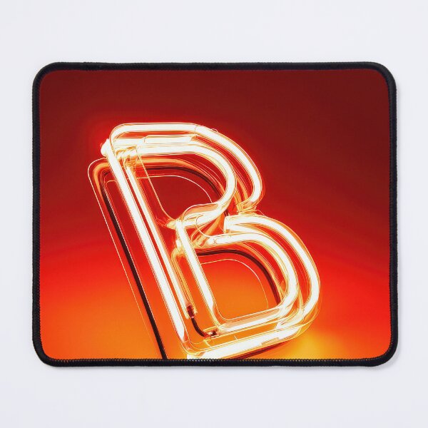 Item preview, Glowing Neon Letter B on Red Background – Modern Luminous Typography Art designed and sold by Grafititee.