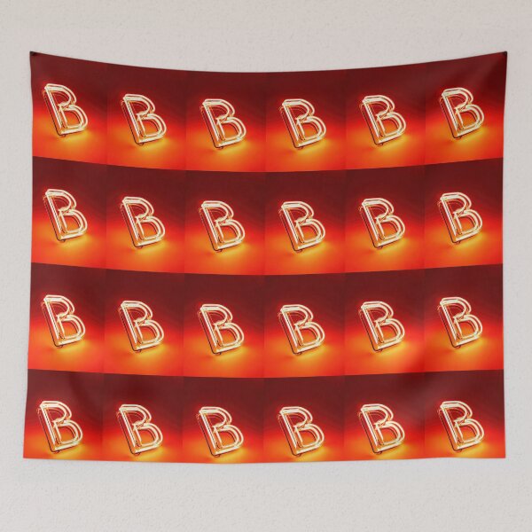 Item preview, Glowing Neon Letter B on Red Background – Modern Luminous Typography Art designed and sold by Grafititee.